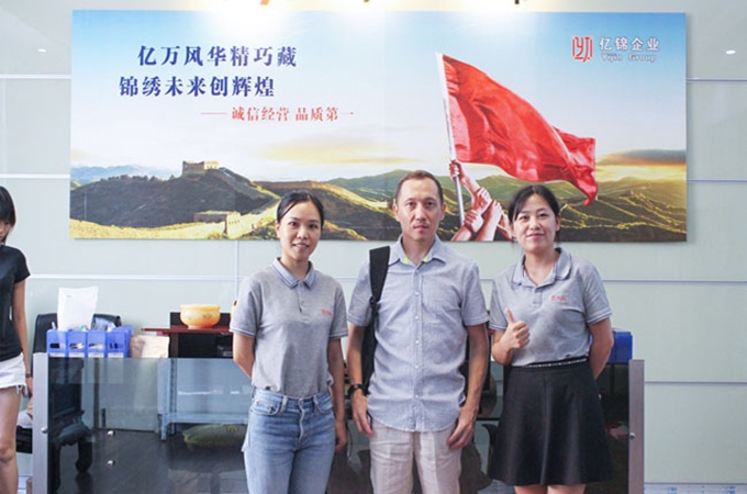 With client at membrane sunshade project, Hubei kindergarten